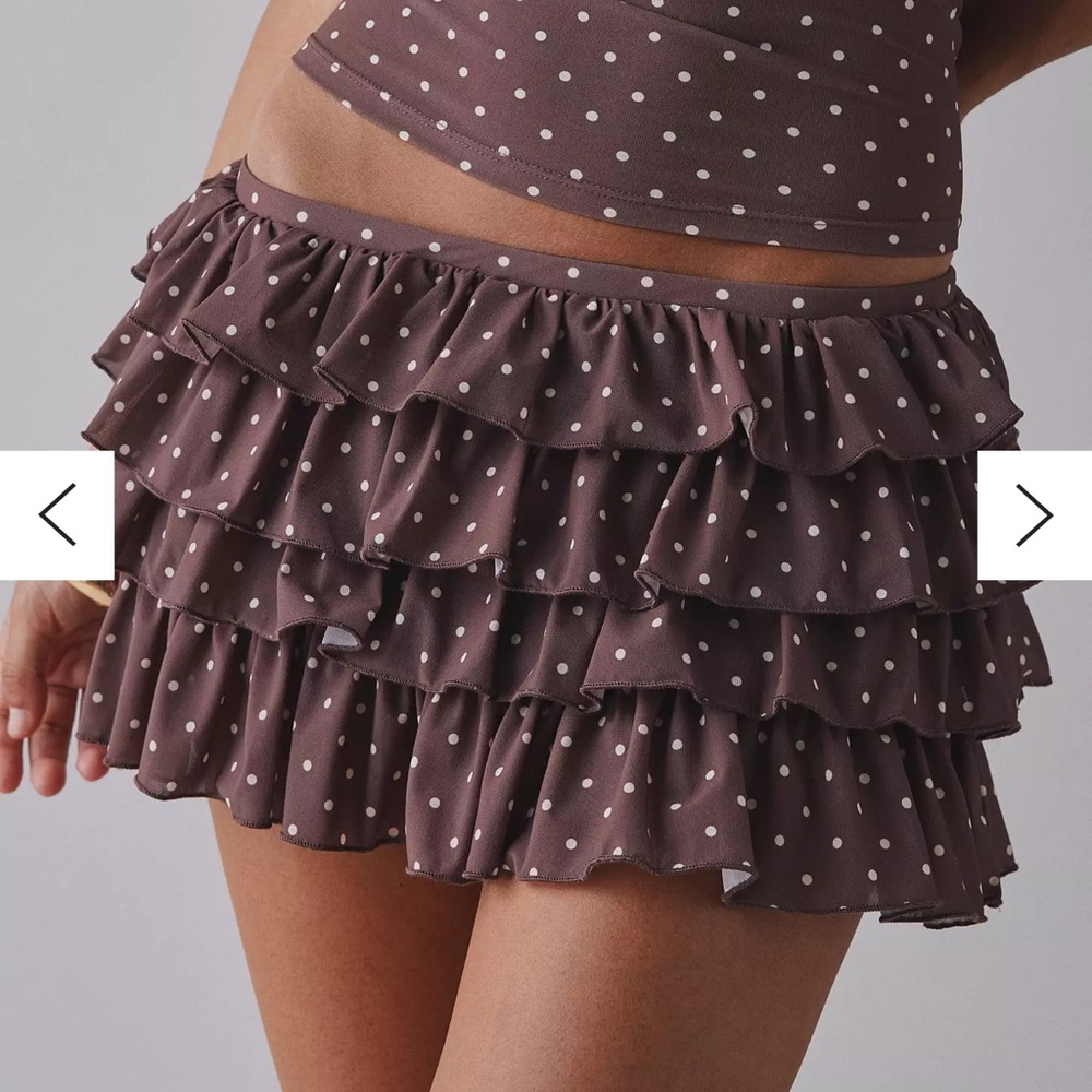 Urban Outfitters Brown Polka Dot Ruffle Skort